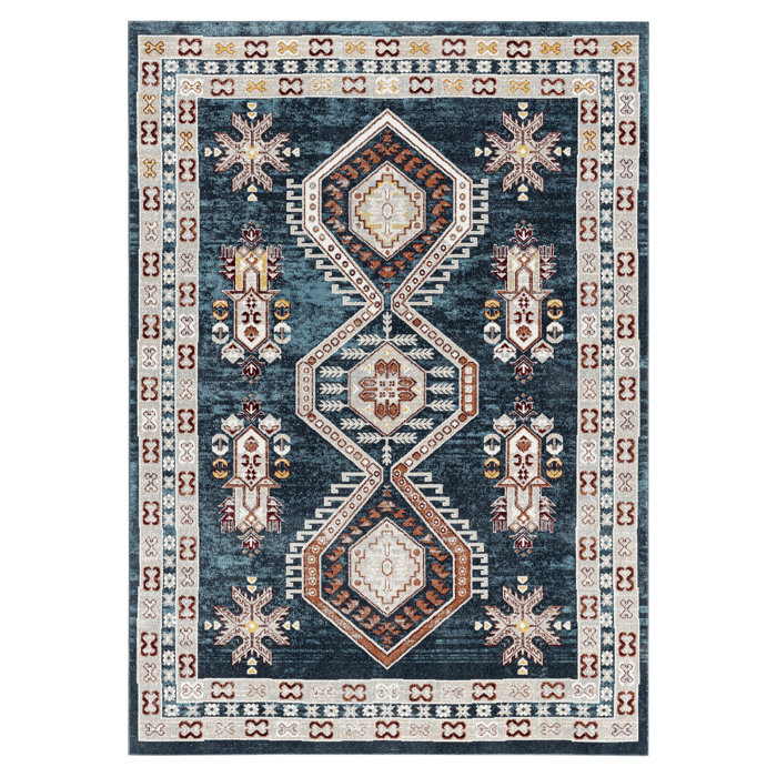 Foundry Select Beliz Southwestern Machine Washable Area Rug in Gray